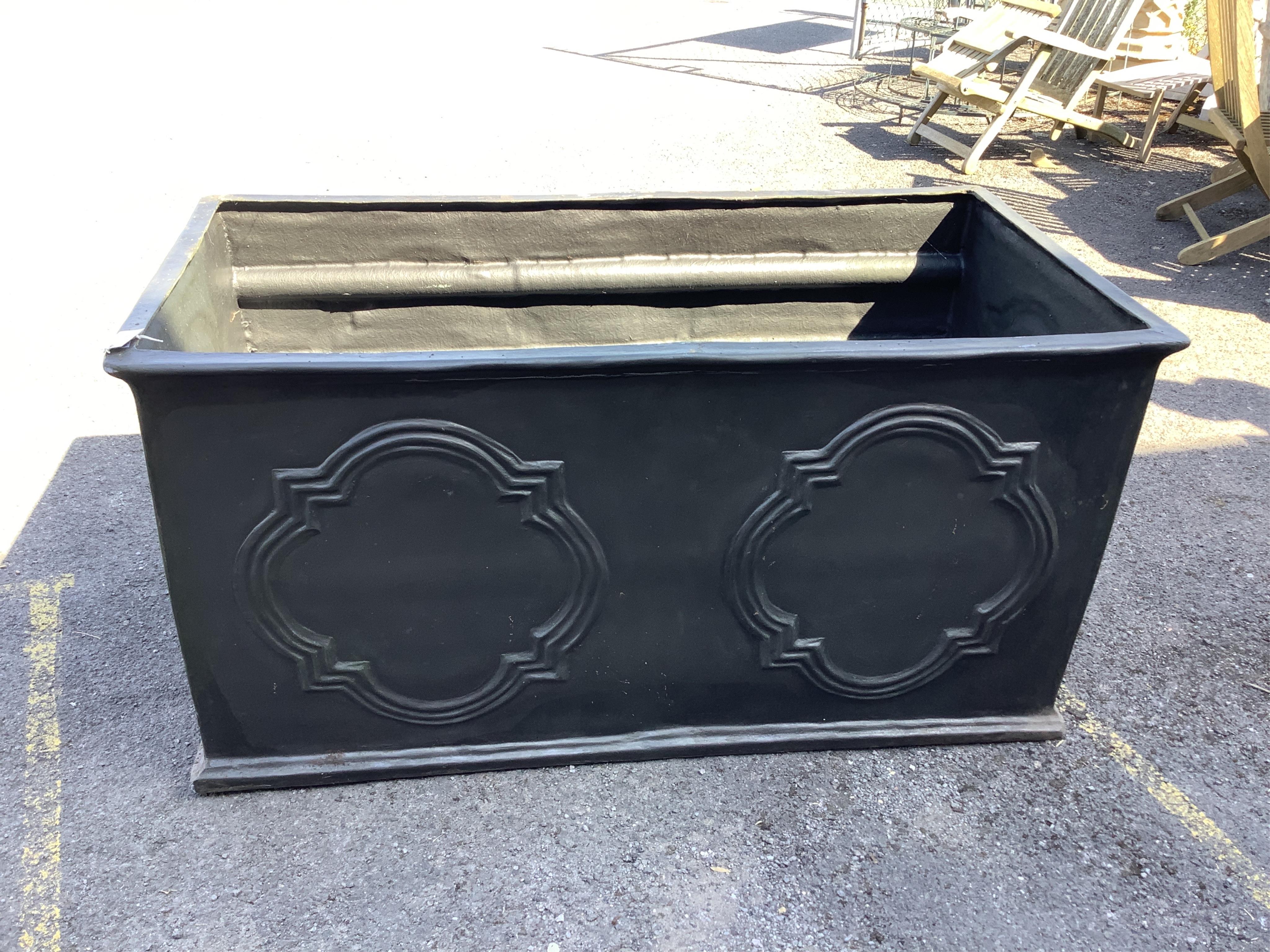 A George II style rectangular faux lead water cistern, width 149cm, depth 77cm, height 74cm. Condition - good